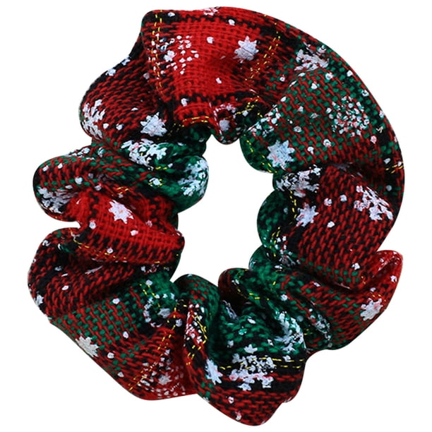 Qarigey Cinta para el pelo con estampado de copos de nieve de Navidad, lazo elástico para el pelo, soporte para cola de caballo para mujeres y niñas, Accesorio para el cabello Navidad 4