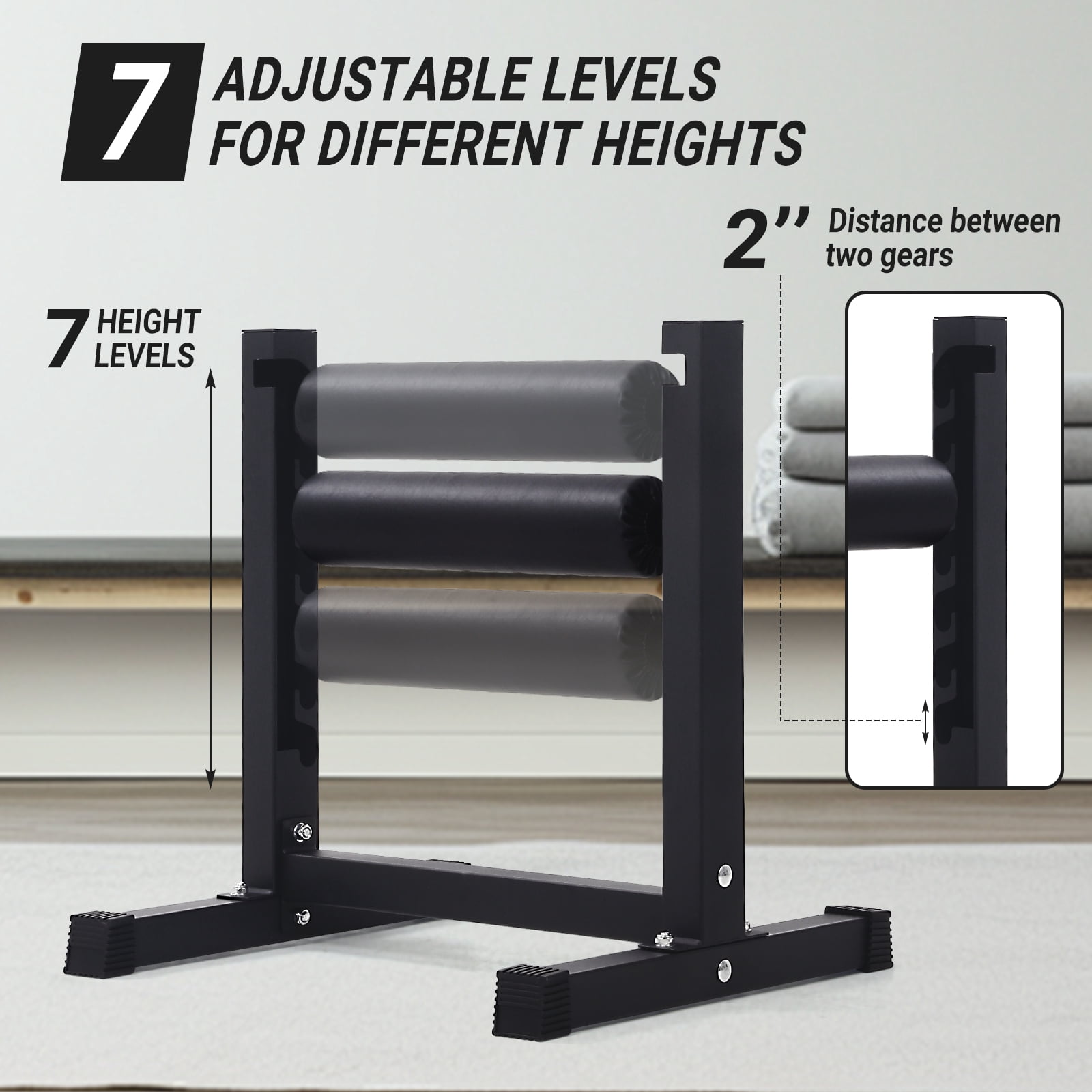 COZONY Bulgarian Split Squat Stand, Heavy Duty Steel Single Leg Squat Machine with 6 Height Adjustments, 350 lb Capacity for Home Gym,Upgraded black model