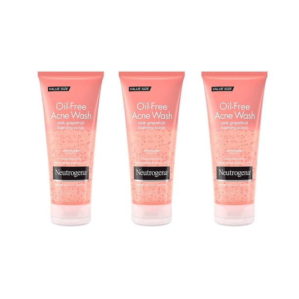 Set 3 Jabones Faciales Neutrogena para el Acné de Pomelo Rosado Sin Aceite con Vitamina C 6.7 Fl Oz Neutrogena N-085444