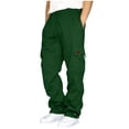 thumbnail image 3 of Dwellite Baggy Sweatpants Men Wide Leg Loose Fit Lounge Gym Solid Casual Joggers Uncuffed Oversized Baggy Cargo Sweatpants Dark Green XL, 3 of 8