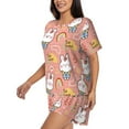 thumbnail image 2 of Wukai Rabbit So Cute Women's Pajama Set,Short-Sleeve Top and Shorts with Elastic Waistband and Pockets for Loungewear, Yoga, and Casual Wear-XX-Large, 2 of 8