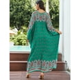 thumbnail image 3 of Plus Size Kaftans for Women Printed Maxi Beach Dress Woven V-neck Caftan Tunic Summer Resort Wear Loose House Dress Oversized Muumuu Dresses Middle Eastern Abaya, 3 of 12
