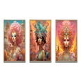 thumbnail image 2 of Designart "Psychedelic Pastel Goddess III" Fashion Woman Framed Wall Art Set Of 3 - Pink Glam Frame Canvas Set For Living Room Decor, 2 of 6