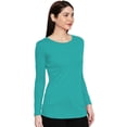 thumbnail image 2 of eloria Women's T-Shirt Round Neck Solid Color Plain Full Sleeve T-Shirt Color: Teal | Size: 3XL, 2 of 7