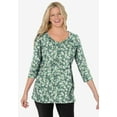 thumbnail image 4 of Woman Within Plus Size Perfect Printed Three-Quarter Sleeve V-Neck Tee, 4 of 6