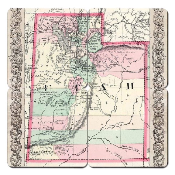Utah Old World Map Coaster