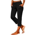 thumbnail image 7 of BLVB Women Fold over Capri Pants Low Rise Workout Yoga Leggings Stretch Soft Lounge Cropped Capris with Pockets, 7 of 7