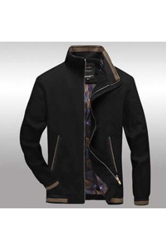 Jacket for Men's Solid Long Sleeve Coat Zipper Pocket Stand Collar Hooded Jacket On Sale