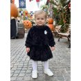 thumbnail image 6 of RUINIXCW Kids Girl Halloween Outfit Smiling Eyelashes Embroidery Long Sleeves Plush Sweatshirt and Mini Skirt 2 Pcs Set, 6 of 7