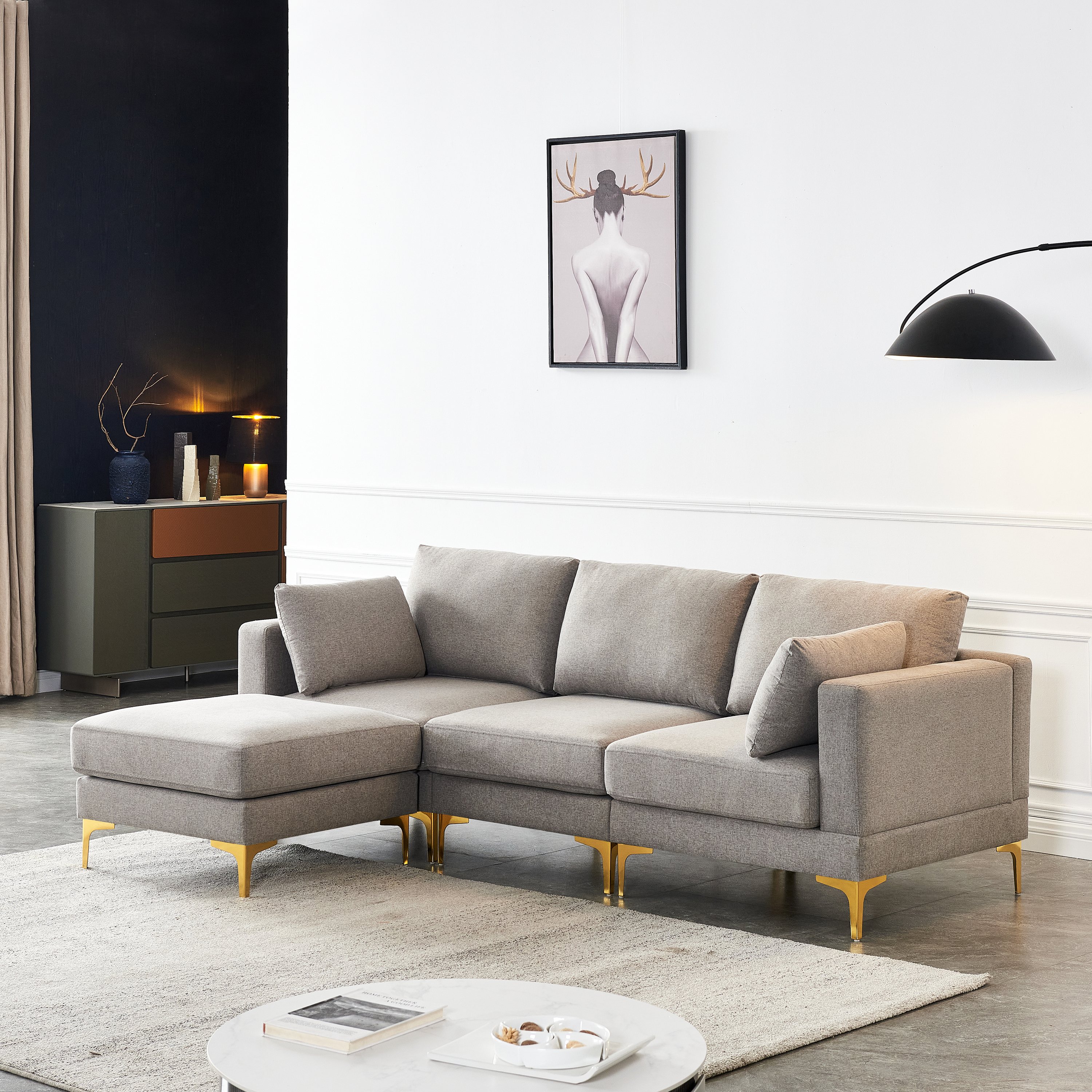 TrumanPick Convertible Sectional Sofa Couch, Modern&nbsp;3 Seat L Shaped Couch with Chaises for Living Room Furniture, Gray