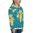 thumbnail image 5 of Naloa World Map With Landmarks Teenage Zipper Hoodie, Long Sleeve Zip Up Hoodies Casual Jackets Tops for 7-12 Years-, 5 of 6