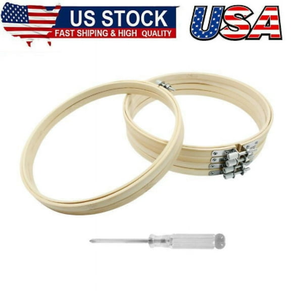 6Pcs 8Inch Embroidery Hoops,Round Wood Embroidery Hoops,Adjustable Bamboo Circle