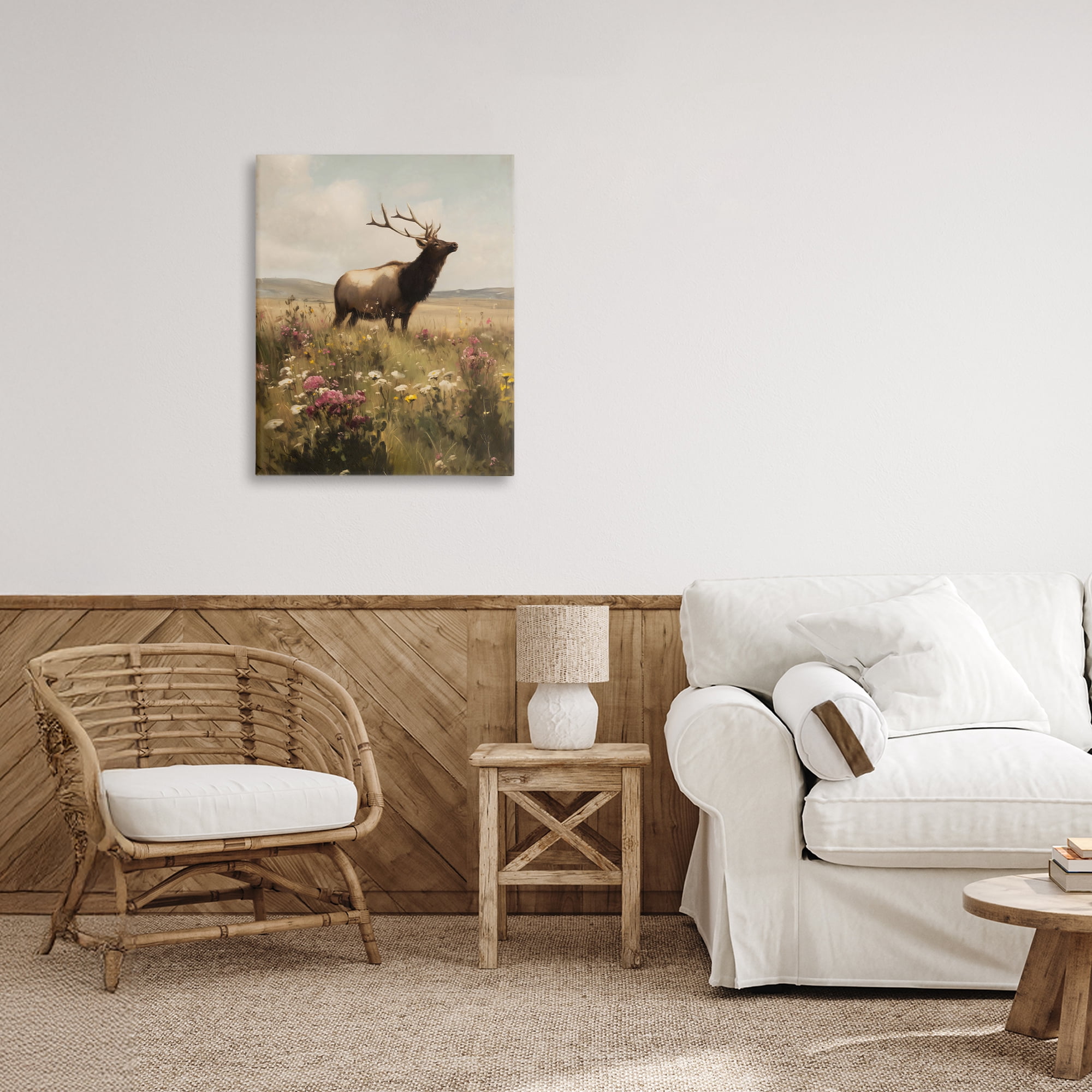 Stupell Industries Elk in the Wildflower Meadow Canvas Wall Art, design by Arlington Prints