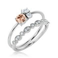 thumbnail image 3 of Unique 3 Stone Minimalist 1.05 Carat Round Morganite Engagement Ring, Trilogy Ring, Wedding Ring in 925 Sterling Silver With 18k White Gold Plating, Bridal Set, Matching Band, 3 of 3