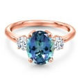 thumbnail image 3 of Gem Stone King 3.50 Ct Oval Millennium Blue Mystic Topaz 18K Rose Gold Plated Silver Ring, 3 of 6