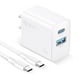 thumbnail image 1 of 1 Hora Cargador de Carga Rápida 20W 2 en 1, Cargador Tipo C PD 20W + USB A QC 18W con Cable C a C, C, 1 of 7