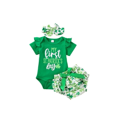 

Qiylii My First St. Patrick s Day Baby Girls Clothes Outfits 0 3 6 9 12 15 18Months Letter Print Romper Shirt Tutu Tulle Short Pants Set