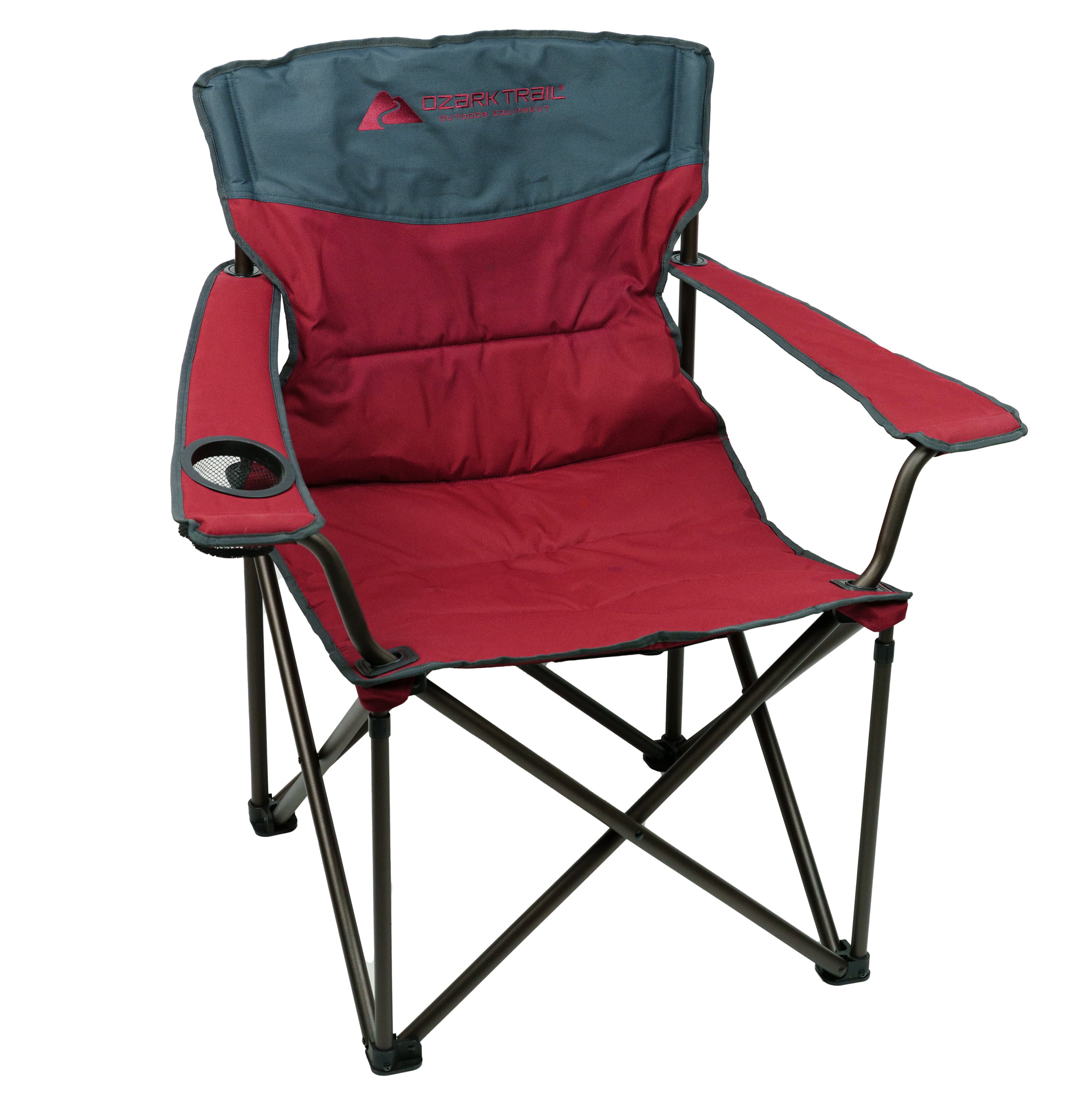Ozark Trail Hazel Creek Lightweight Quad Chair with Cup Holder, Red