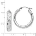 thumbnail image 3 of 925 Sterling Silver Rhodium-plated Diamond Cut 5mm Hoop Earrings; for Adults and Teens; for Women and Men, 3 of 3