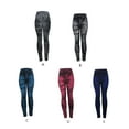 thumbnail image 4 of Qarigey Leggings vaqueros de imitación para mujer, pantalones sexis de cintura alta, ajustados, ajustados, Push Up, ajustados, para fiesta deportiva Prendas para la parte inferior del cuerpo Negro Qarigey AP019353-02, 4 of 6