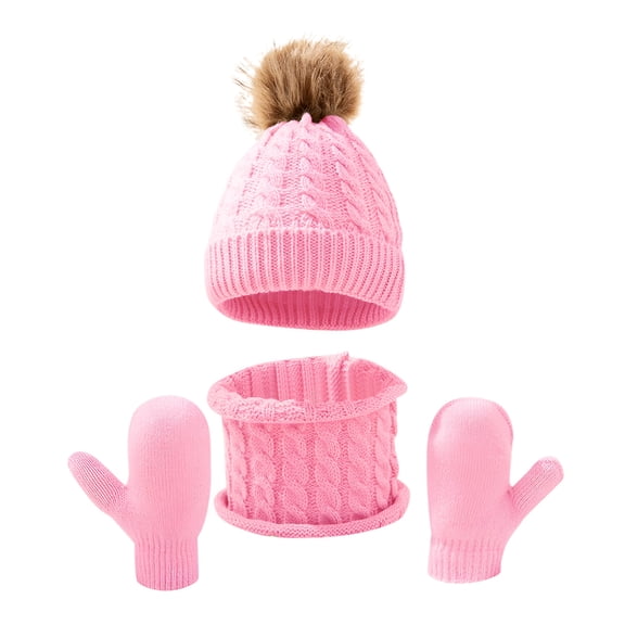 TELOLY 2026 New Winter Kids Hat Scarf Glove Set Knit Lined Neck Warmer Mittens for Toddler Boys Girls for Winter,Outdoor,School