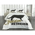 thumbnail image 3 of Ambesonne Golden Retriever Quilted Bedspread Set 3 Pcs, Dog Silhouette, Queen Size, Sepia Black White, 3 of 5