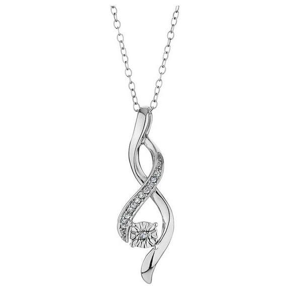 Gem & Harmony Diamond Infinity Pendant Necklace in Sterling Silver with Chain for Women