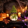 thumbnail image 4 of Mini Halloween Witch Hat Pumpkin Ornament Realistic Grinning Fake Foam Pumpkin Decor for Dining Table Fireplace Mantel Shelf Cabinet Holiday Fall Party Centerpiece, Halloween, Green, Style B, 4 of 6