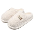 thumbnail image 3 of Yarkasie Slippers for Women Men, Soft Thick Memory Foam Slippers, Fuzzy Bedroom House Shoes Indoor, White Size 6, 3 of 9