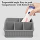 thumbnail image 5 of Caja De Almacenamiento De Silicona Caja de almacenamiento de silicona gris con 6 compartimentos,soporte para cepillo de dientes y pasta dental,organizador de baño con bandeja de drenaje (1 pieza) Rkxz, 5 of 9