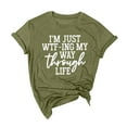 thumbnail image 5 of Scyoekwg Womens Shirts I'm Just WTF-ing My Way Through Life Letter Print Shirts Summer Short Sleeve T Shirts Casual Round Neck Shirts Loose Fit Pullover (Army Green,XXXL), 5 of 7
