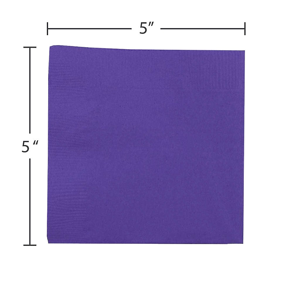 JAM Paper Bulk Small Beverage Napkins, 5x5, Purple, 480/Box