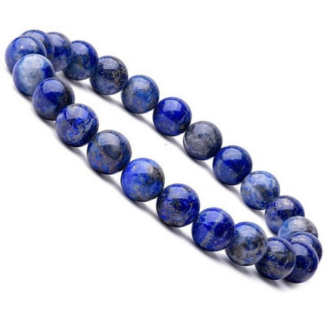 Xiao Hua Pulsera de cuentas de piedra lapislázuli natural de 8 mm, pulsera elástica unisex, regalo de joyería, 1 pieza