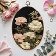 thumbnail image 7 of Canvas Wall Art Boho Green Pink Black Vintage Floral Large Leaves Small Flowers Vines Oval Framed Canvas Prints Vintage Wall Hanging Decor for Home Office Decorations 8.6"x11.4", 7 of 7
