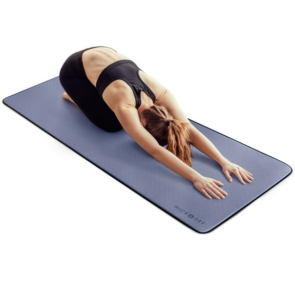 Microdry Yoga Mat Extra Thick Skid Resistant 72" x 26" Blue