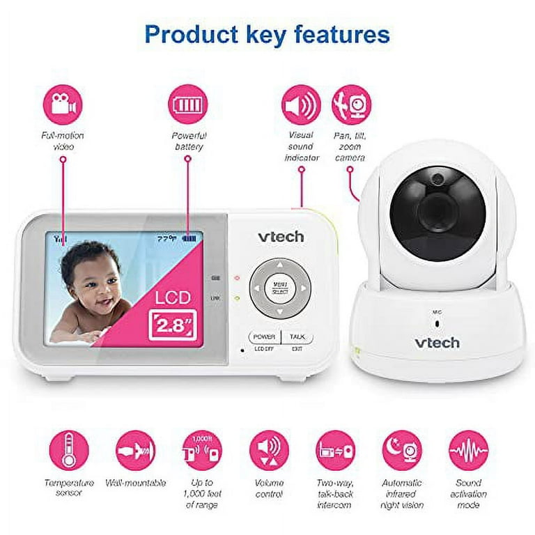  HelloBaby 5 Inch Video Baby Monitor with Camera and Audio,  Remote Pan-Tilt-Zoom Camera with Night Vision, 2-Way Talk, Temperature, 8  Lullabies and 1000ft Range Baby Monitor No WiFi Needed : Baby