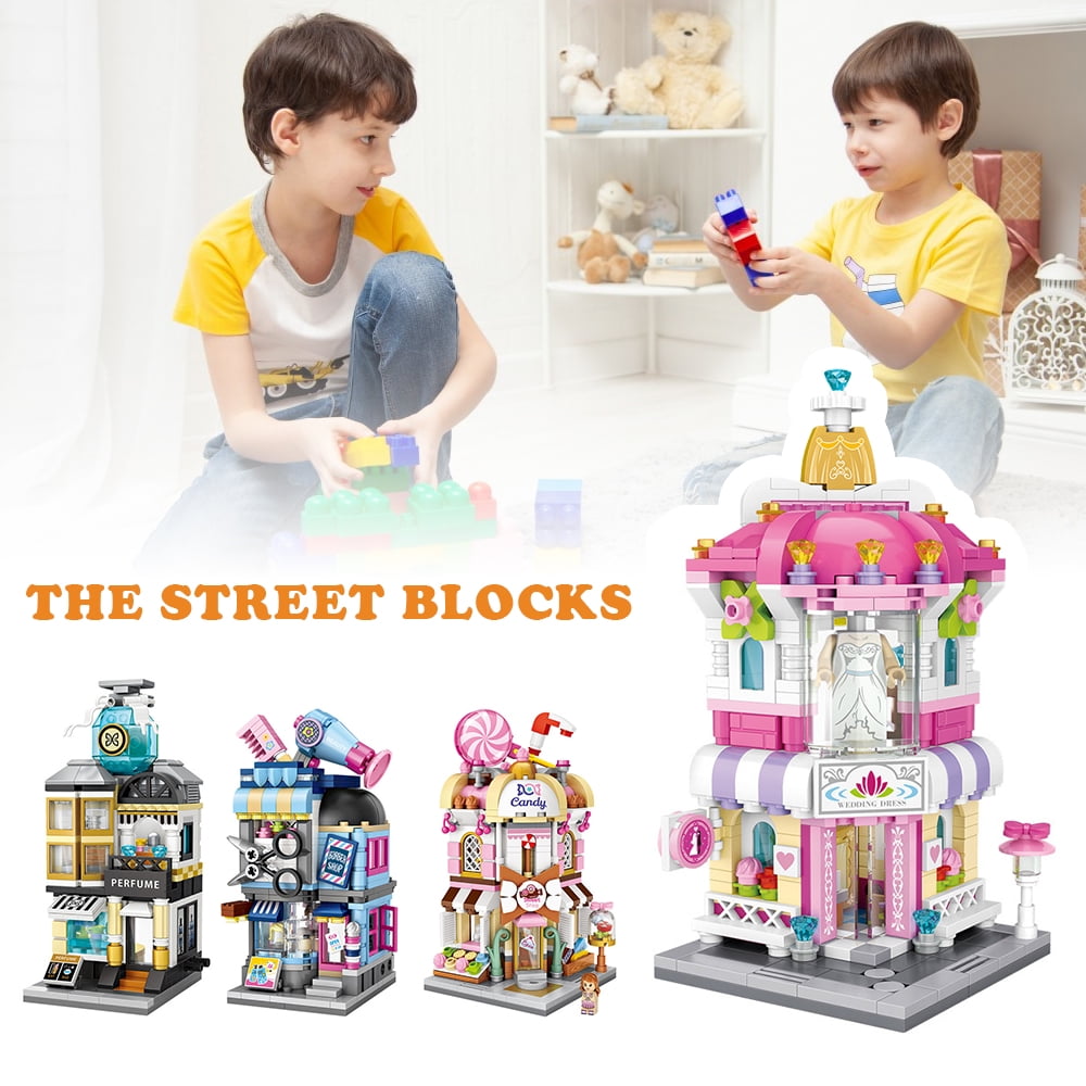 Mini Commercial Street view Scene DIY Building Blocks model block toys boy gift 