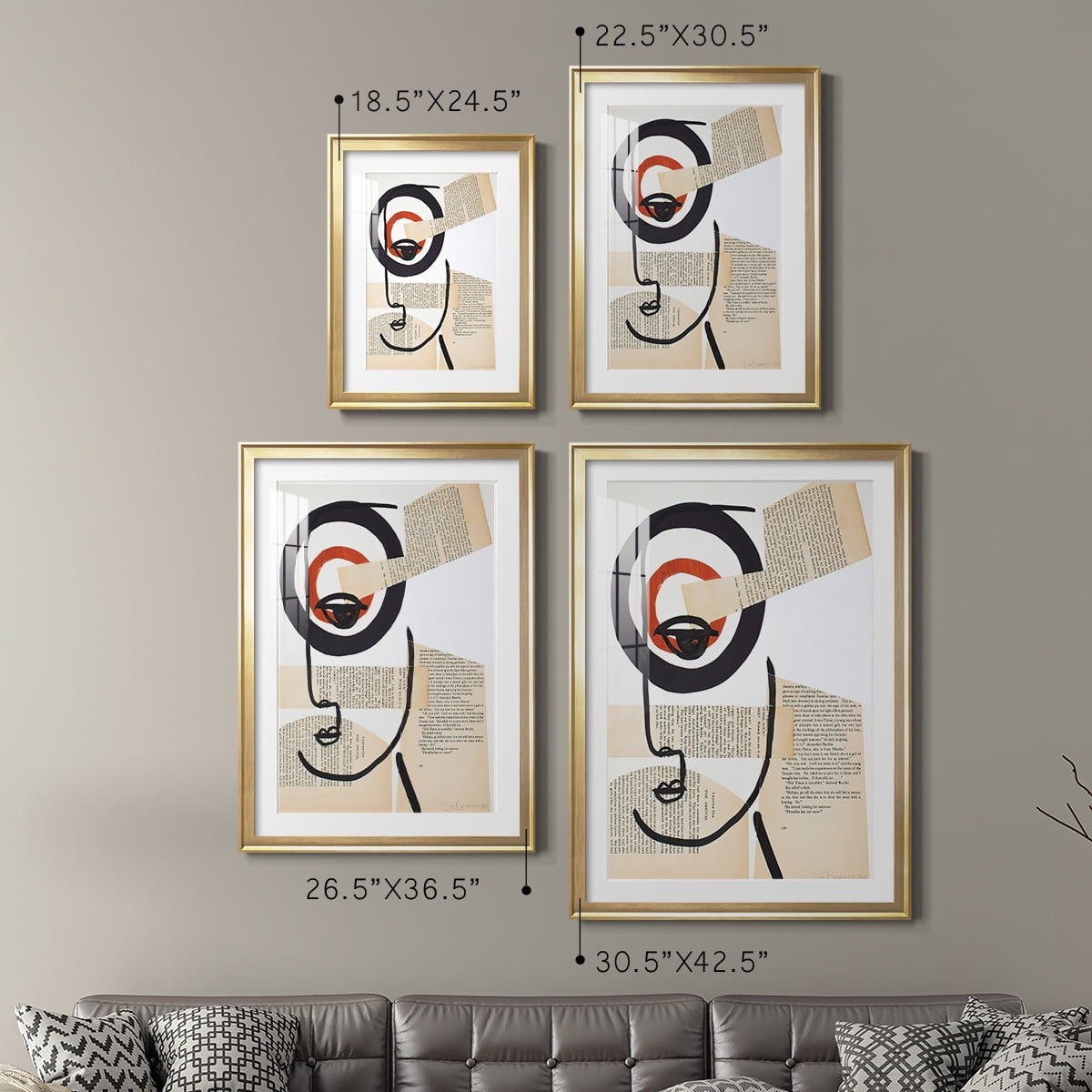 Wexford Home Faces of A Century I Premium Framed Print, 30.5" x 42.5" - Ready to Hang, Gold (Set of 2)