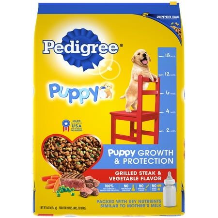 Healthy Growth Puppy Food - Pedigree Puppy Growth & Protection Dry Dog Food, Grilled Steak & Vegetable Flavor, 16.3 lb. Bag
