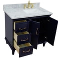 thumbnail image 3 of 37 in. Single Wooden Vanity  Blue White Carrara Rectangle Right Door.Right Sink, 3 of 14