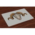 thumbnail image 1 of Zodiac Aries Placemats Set of 4 Animal with Artistic Fractal Look and Big Horns Strength Symbol, Washable Fabric Place Mats for Dining Room Kitchen Table Decor,Pale Grey and Pale Brown, by Ambesonne, 1 of 4