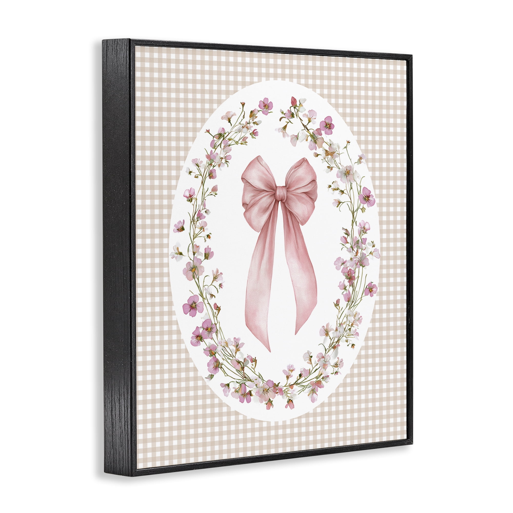 Stupell Industries Feminine Gingham Bow Black Framed Giclee Art, design by Christine Simpson Art