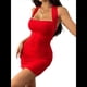 thumbnail image 1 of Vestido Mini Ajustado Fruncido para Mujer, de Verano, de , con Cuello Halter y Espalda Descubierta, para Cóctel, Fiesta o Club Rojo S, 1 of 7