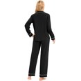 thumbnail image 6 of GEX 100% Cotton Pajamas for Women PJ Set Soft Button-Down 2 Piece Set Knitted Long Sleeve Sleepwear Loungewear Black S, 6 of 7