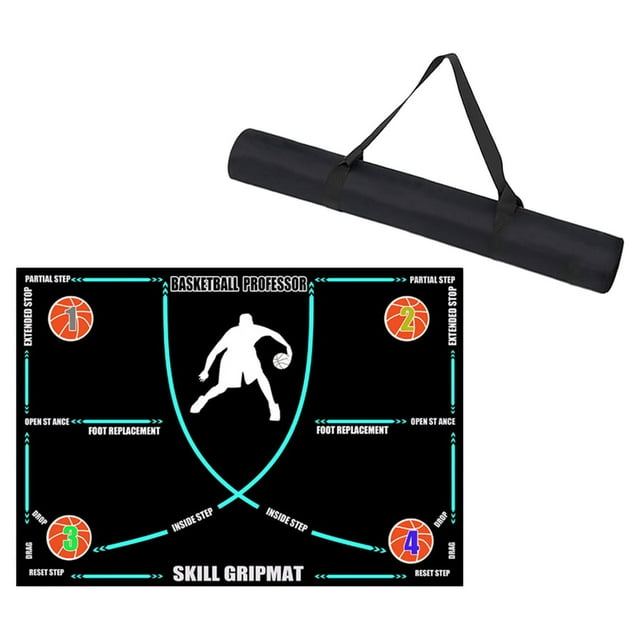 Tapete de entrenamiento para pies de baloncesto, tapete de entrenamiento de pasos de agilidad, tapete de práctica de manejo de pelota antideslizante, Línea azul
