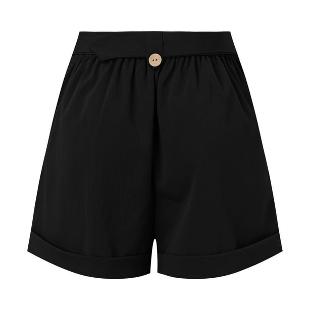 adviicd Womens Shorts Casual Women's Wide Leg Shorts Lightweight High  Waisted Loose Summer Cute Shorts Black,XL 