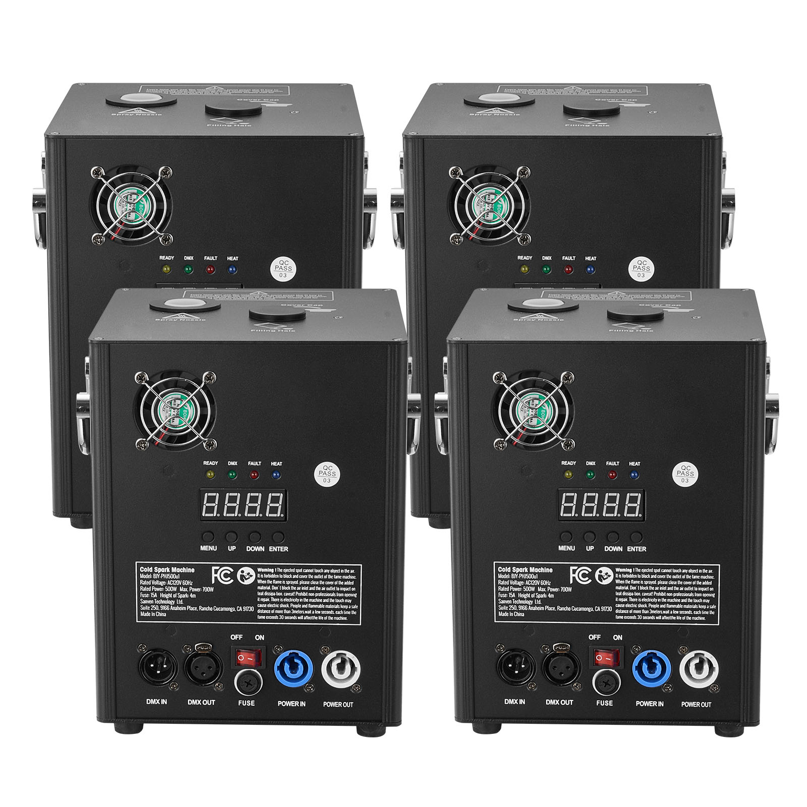 KFFKFF 4Pcs Cold Spark Machine, 500W 6.6-13ft Firework Machine DMX512 Adjustable Smart Stage Effect Machine Safe Great Low Noise Smokeless for Stage DJ Disco,Black