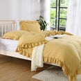 thumbnail image 2 of HOMERRY Microfiber Fabric Twin Size Ruffles Fabric Duvet Cover Set,2Pcs, 68×90in Yellow., 2 of 9