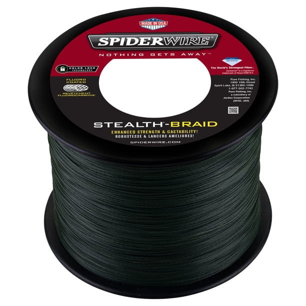 SpiderWire Stealth Superline verde musgo 20 lb | 9 kg 1500 yardas | Sedal trenzado de 1371 m adecuado para entornos de agua dulce y salada
