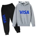 thumbnail image 2 of Chándales de tendencia primavera otoño 2024 para niños de 2 a 14 años, 2 piezas, sudadera con capucha y pantalones, trajes con estampado de letras, ropa para niños, 2 of 5
